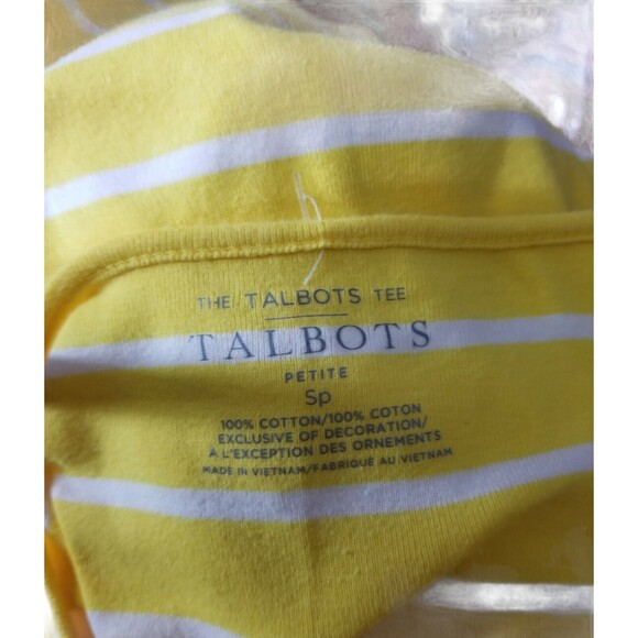 Talbots Cotton Tee Yellow Striped Size SP - Picture 2 of 5